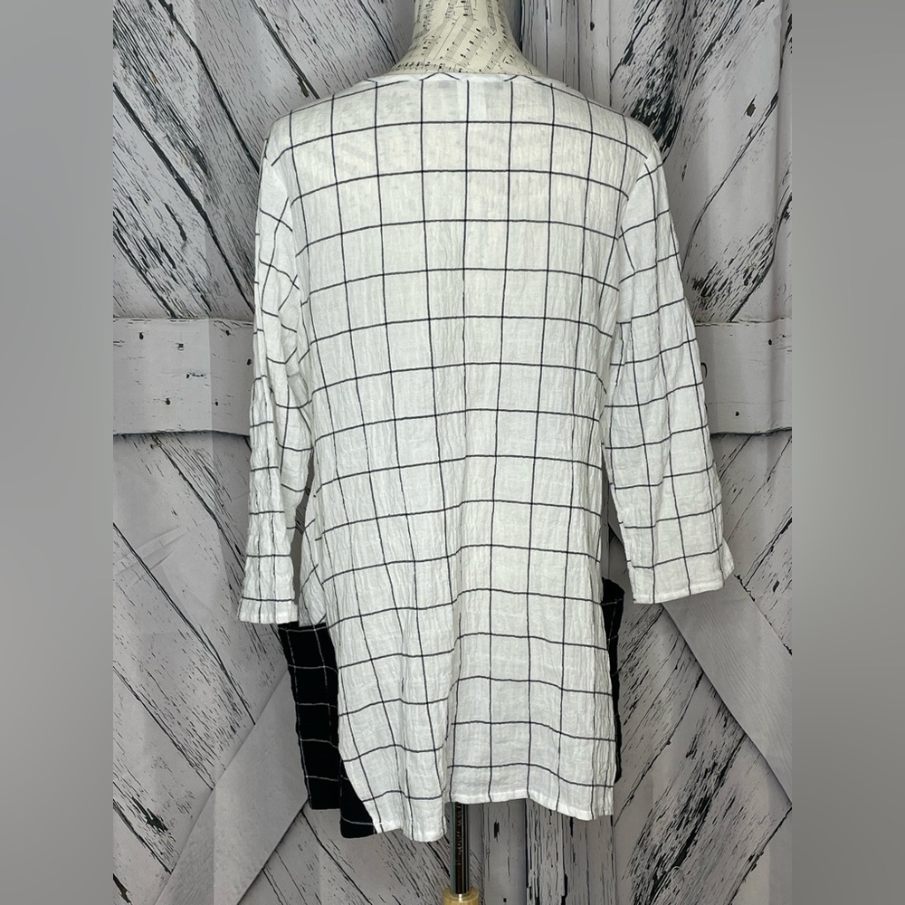 Yushi Tunic Window Pane Pattern Pockets M - image 3